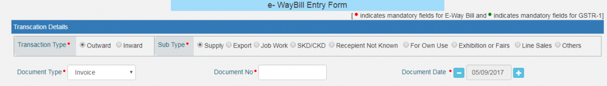 e-way bill entry form e-way bill entry form