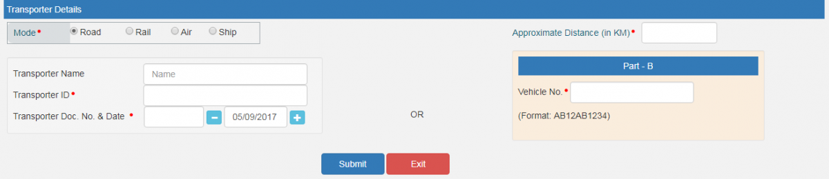 e-way bill transporter details