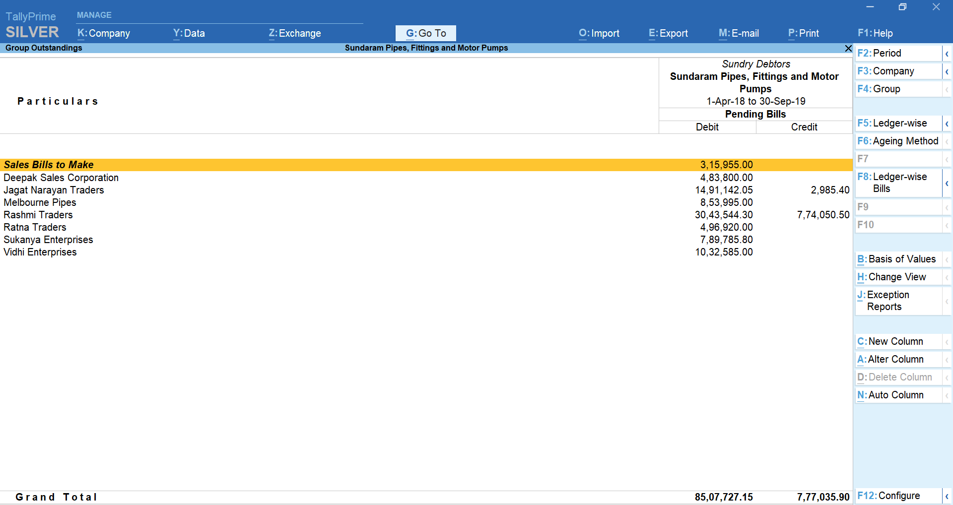 View accounts receivables in TallyPrime