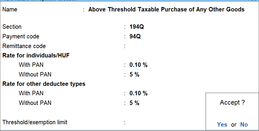 tds transaction section1 94q in tallyprime
