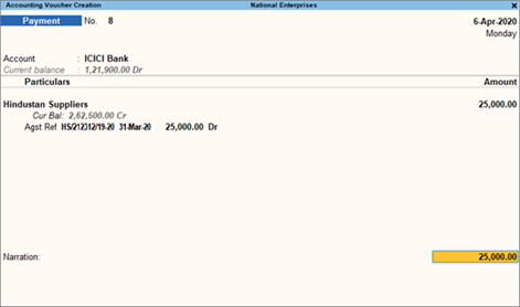 An e-payment transaction in TallyPrime