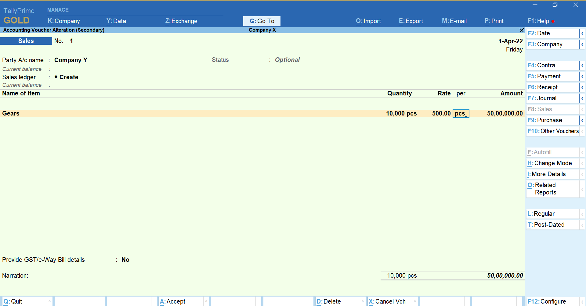 Create Proforma Invoice in TallyPrime