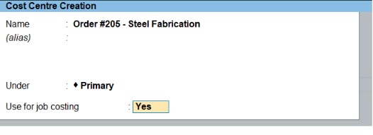 Cost Centre With Job Casting