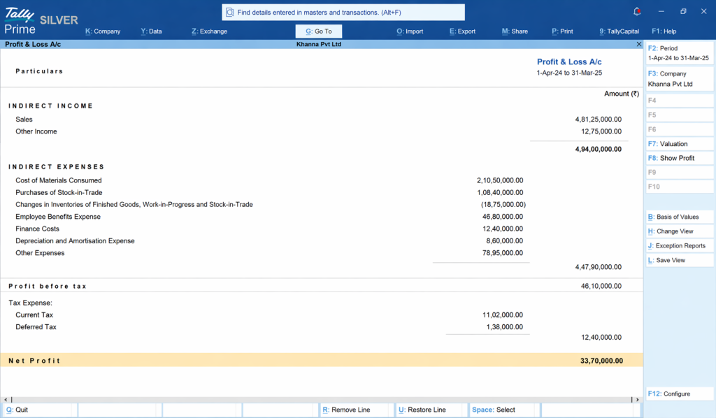 Profit and Loss Account