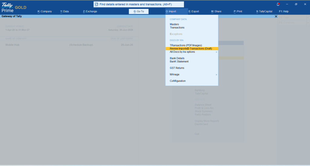 Review imported transactions