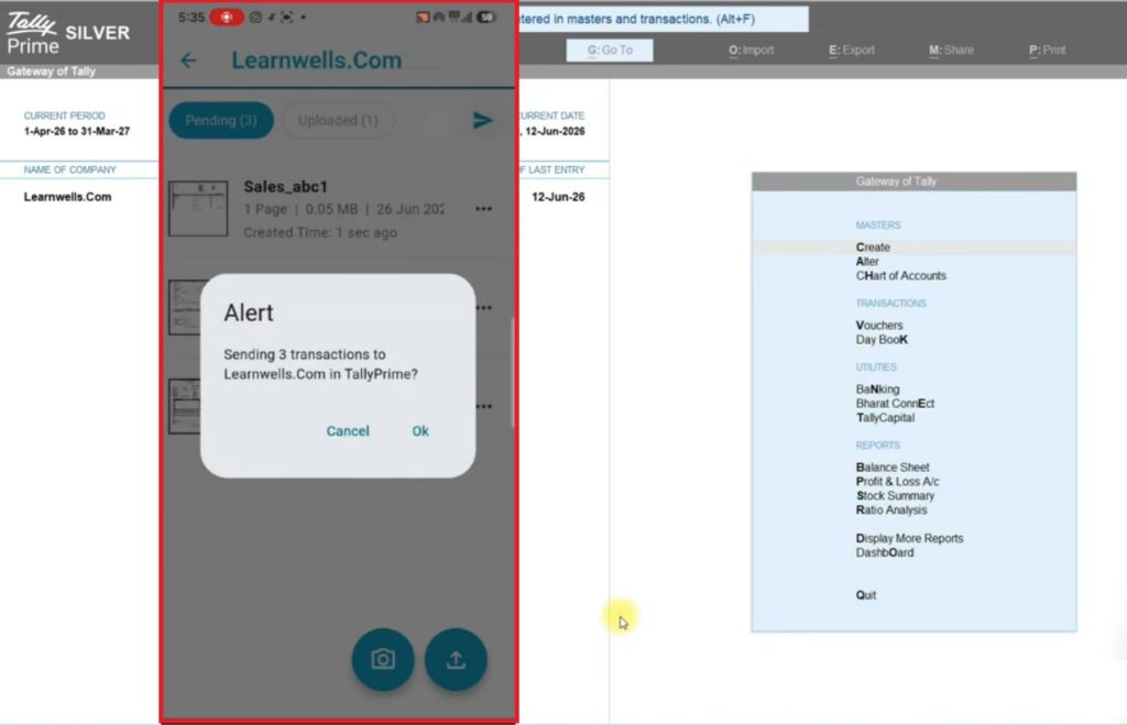 Send invoices from Mobile to TallyPrime